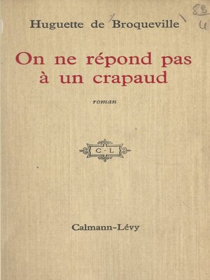 cover image of On ne répond pas à un crapaud